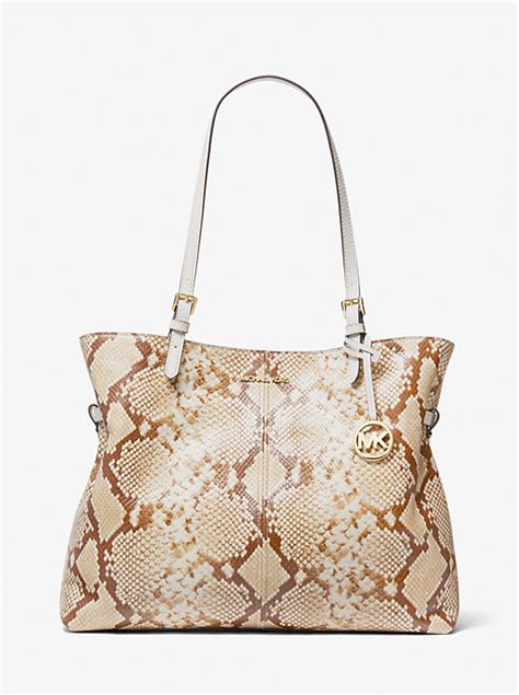 Lenox Large Python Embossed Leather Tote Bag 